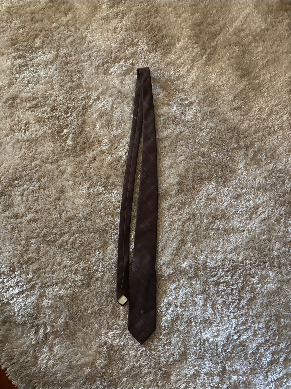 Christian Dior Men's Brown Plaid Silk Tie - Brand